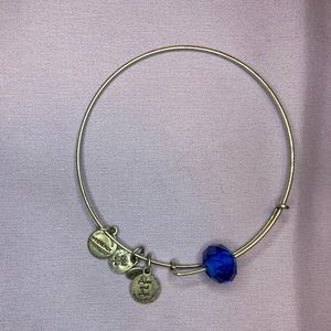 Alex and Ani bracelet with blue faceted bead